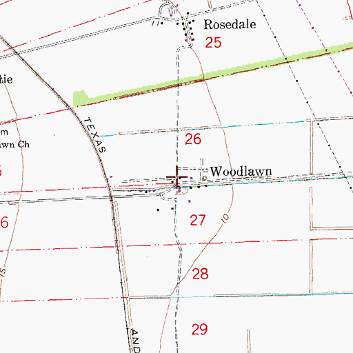 Topographic Map of Woodlawn, LA