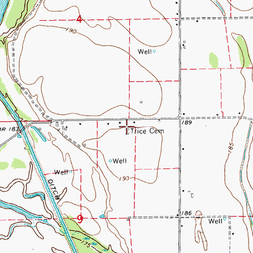 Topographic Map of Trice Cemetery, AR