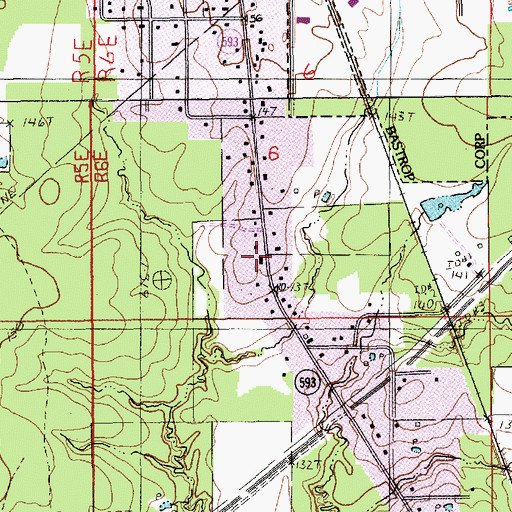 Topographic Map of Woodlawn Church, LA