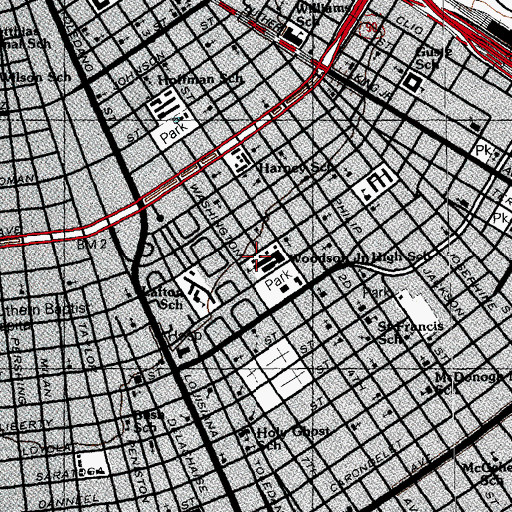 Topographic Map of Carter G Woodson Middle School (historical), LA