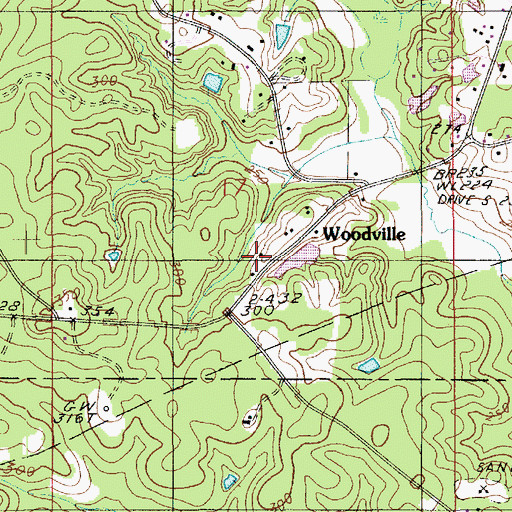 Topographic Map of Woodville, LA