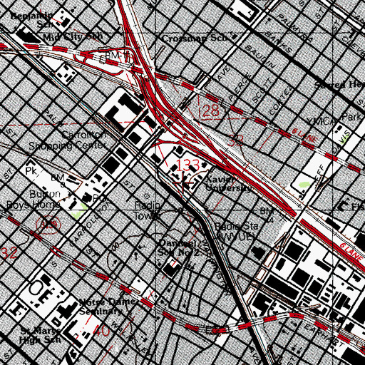 Topographic Map of Xavier University of Louisiana, LA