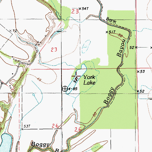 Topographic Map of York Lake, LA