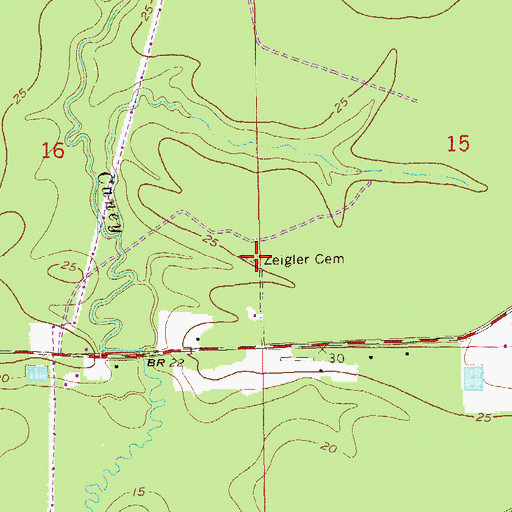 Topographic Map of Zeigler Cemetery, LA