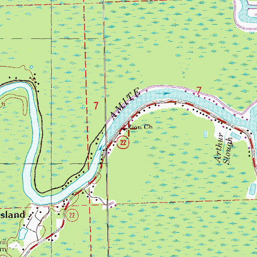 Topographic Map of Second Zion Traveler Baptist Church, LA