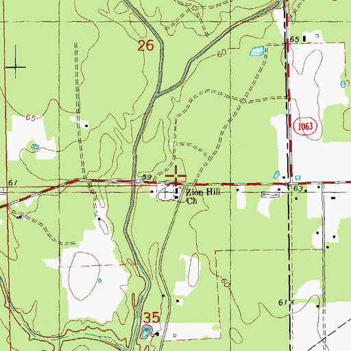 Topographic Map of Zion Hill Baptist Church, LA