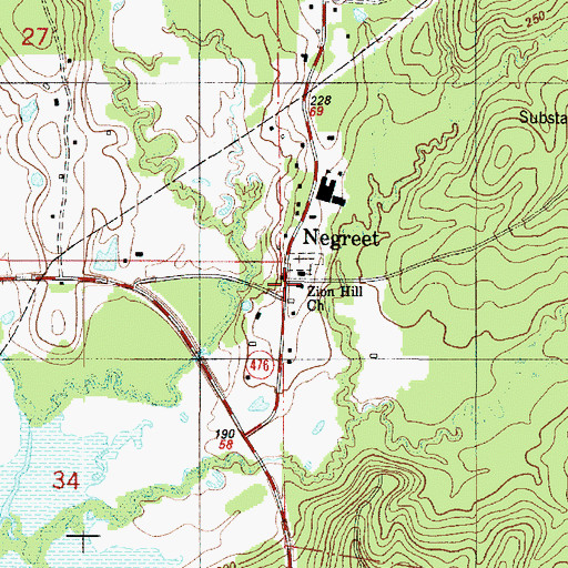 Topographic Map of Zion Hill Baptist Church, LA