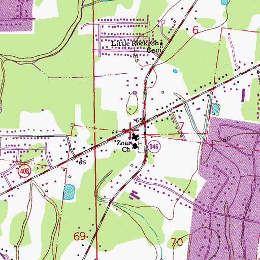 Topographic Map of Zoar Baptist Church, LA