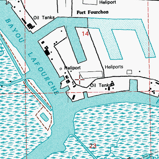 Topographic Map of Port Fourchon, LA