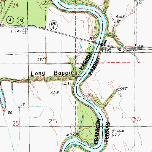 Topographic Map of Long Bayou, LA