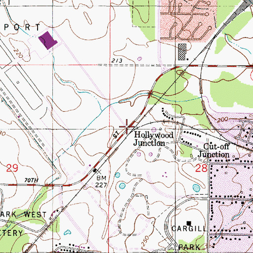 Topographic Map of Hollywood Junction, LA