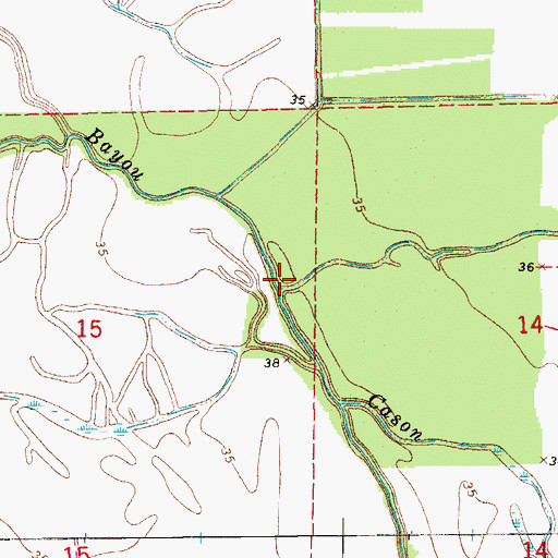 Topographic Map of La Baie  Cason, LA