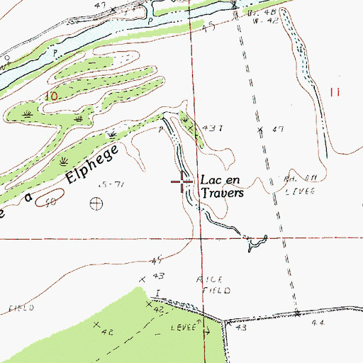 Topographic Map of Lac en Travers, LA