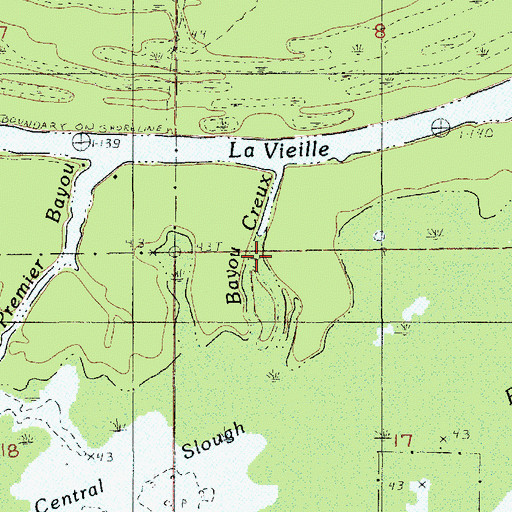 Topographic Map of Bayou Creux, LA