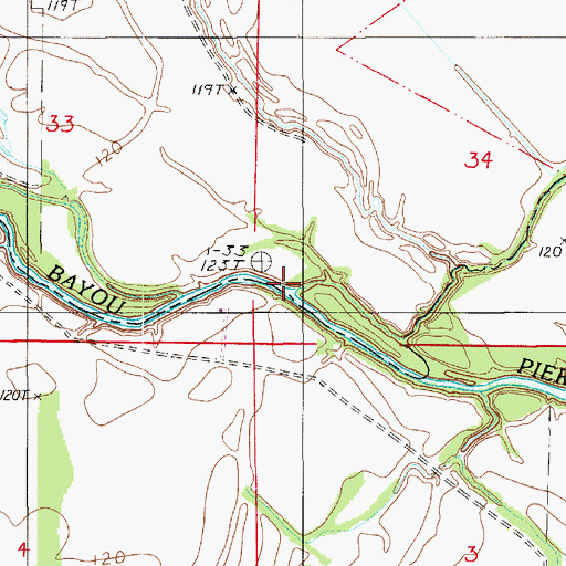 Topographic Map of Bayou Lumbra, LA
