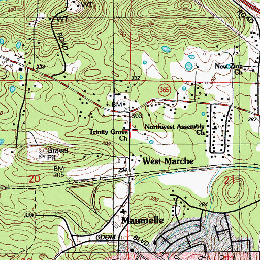 Topographic Map of Trinity Grove Church, AR
