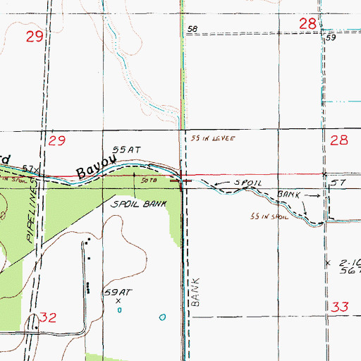 Topographic Map of Ballard Bayou, LA