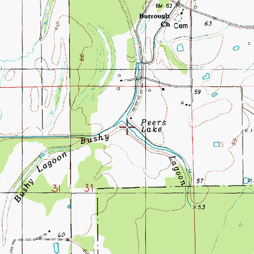 Topographic Map of Brushy Lagoon, LA