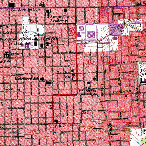 Topographic Map of Trinity School, AR
