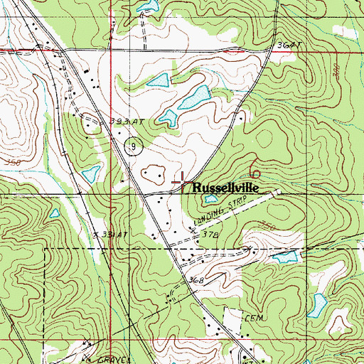 Topographic Map of Russellville, LA