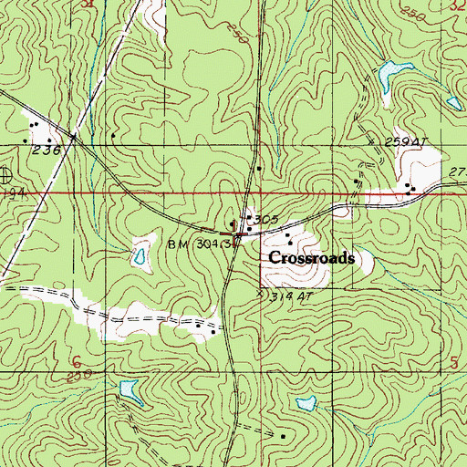 Topographic Map of Crossroads, LA