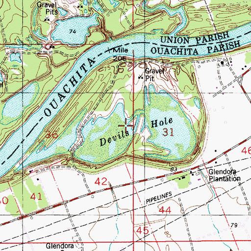Topographic Map of Devils Hole, LA