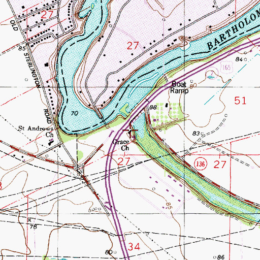 Topographic Map of Grace Church, LA