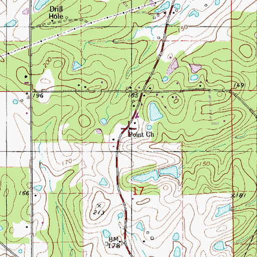 Topographic Map of Point Assembly of God Church, LA