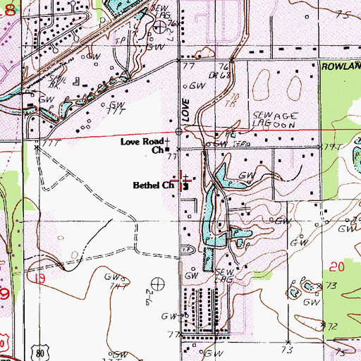 Topographic Map of Bethel Church, LA