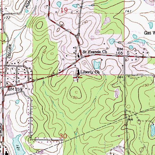 Topographic Map of Saint Francis Church, LA