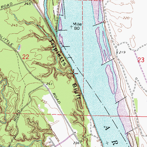 Topographic Map of Tripletts Bluff, AR