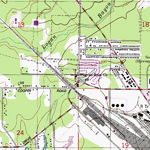Topographic Map of Pilgrim Rest Baptist Church, LA