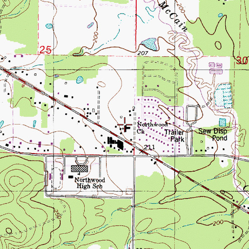 Topographic Map of Northwoods Baptist Church, LA