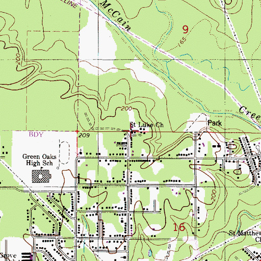 Topographic Map of Saint Luke Baptist Church, LA