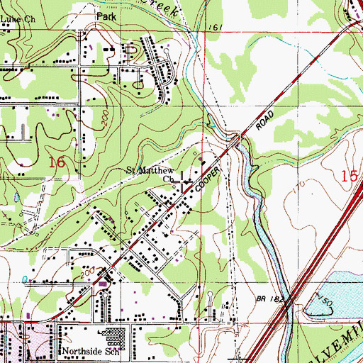 Topographic Map of Saint Matthew Missionary Baptist Church, LA