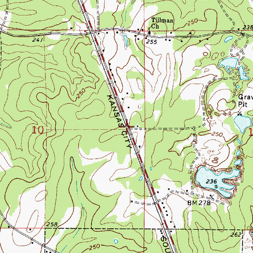 Topographic Map of Ogden Spur (historical), LA