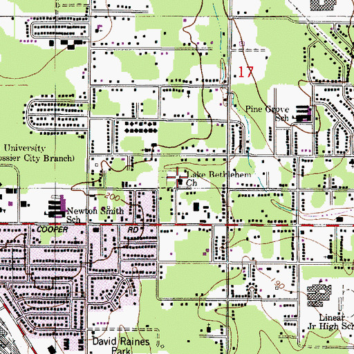 Topographic Map of Lake Bethlehem Baptist Church, LA