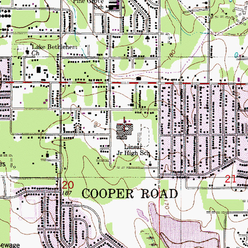 Topographic Map of Linear Middle School, LA