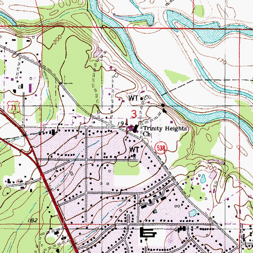 Topographic Map of Trinity Heights Church, LA