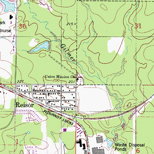 Topographic Map of Union Mission Church, LA