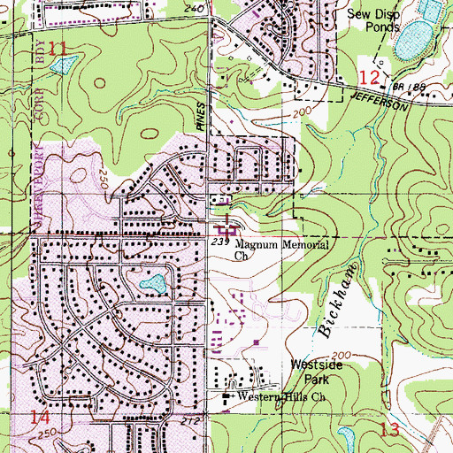 Topographic Map of Magnum Memorial United Methodist Church, LA