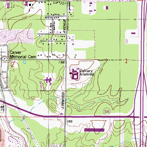 Topographic Map of Calvary Baptist Academy School, LA