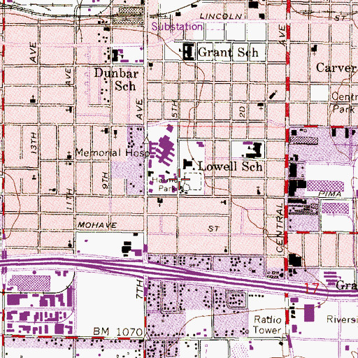 Topographic Map of Harmon Park, AZ