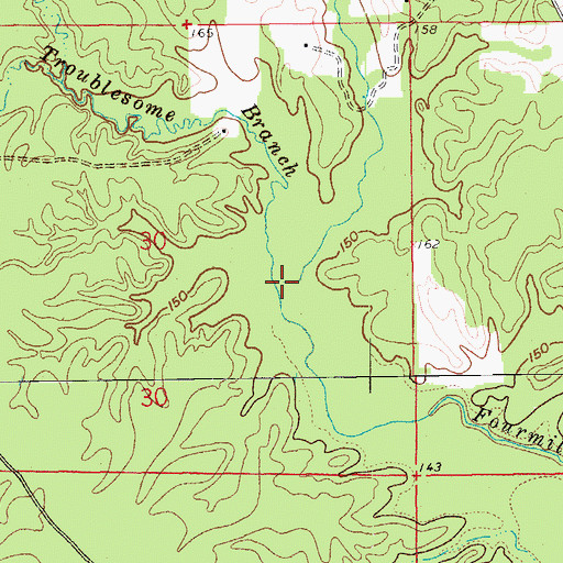 Topographic Map of Troublesome Branch, AR