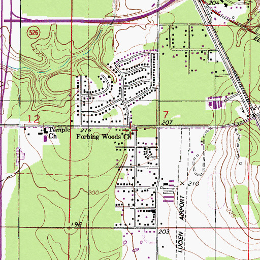 Topographic Map of Forbing Woods Missionary Baptist Church, LA