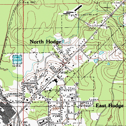 Topographic Map of North Hodge, LA