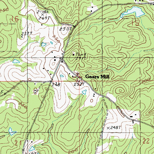 Topographic Map of Gaars Mill, LA