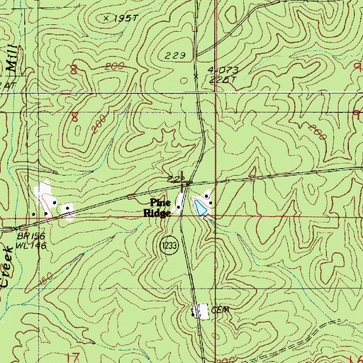 Topographic Map of Pine Ridge, LA