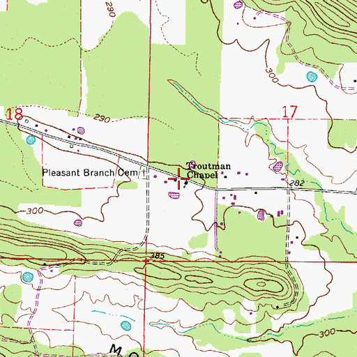 Topographic Map of Troutman Chapel, AR