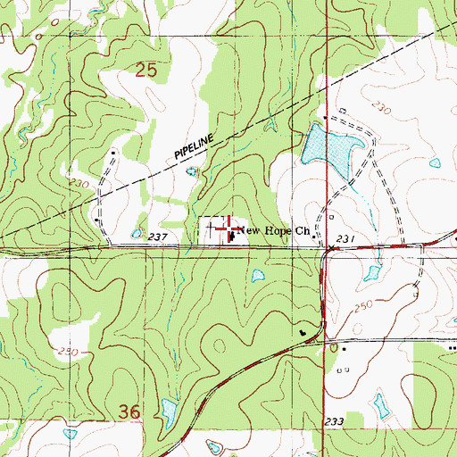 Topographic Map of New Hope Baptist Church, LA